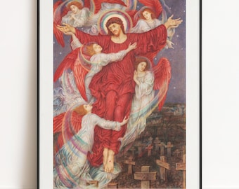 Evelyn De Morgan Print, The Red Cross, Pre Raphaelite Wall Art Poster