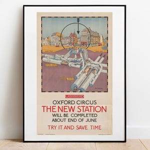 Vintage Oxford Circus Poster: London Underground Art Deco Print 1925