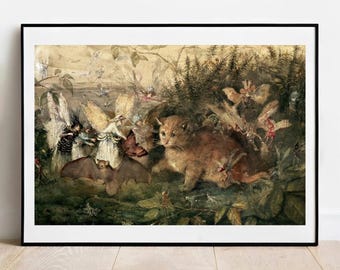 Grabado "Un gato entre las hadas" - John Anster Fitzgerald, Classic Fine Art