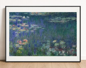 Claude Monet Print - Water Lilies Green Reflections Giverny Fine Art Wall Poster