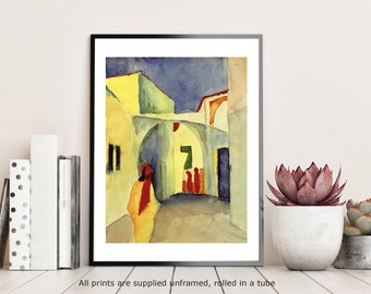 Macke View of an Alley in Tunis home decor gallery wall art classic poster art vintage famous artist print