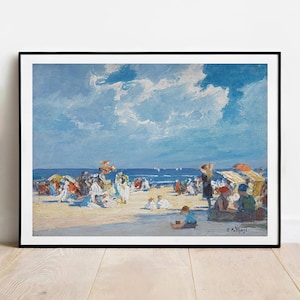 Impresión de escena de playa de Edward Henry Potthast: arte costero vintage