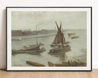 Whistler Print - Grey and Silver, Old Battersea Reach, London wall art poster
