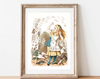 8x10 不思議の国のアリス 絵画 ポートレート カード ハート 子供部屋