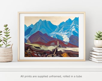 Fine art print - Roerich - From Beyond, mountains - unframed wall art WITH BORDER