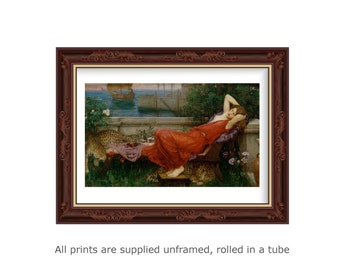 Waterhouse Ariadne with leopards gallery wall art print vintage poster art famous artist print home decor