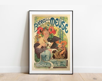 Mucha Bieres de la Meuse - Art Nouveau Giclee Poster Print