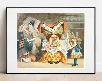 Alice and the Duchess Art Print - Vintage Illustration by John Tenniel