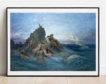 ギュスターヴ・ドレ作「海のナイアデス」：ヴィンテージギャラリーウォールアート ホームデコレーション