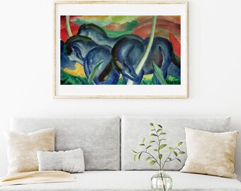 Marc Large Blue Horses gallery wall art print vintage poster art famous artist print home decor