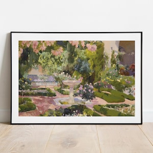 Impression d'art mural Sorolla Garden of the Sorolla House, impression d'art d'affiche vintage, impression d'art d'un artiste célèbre, décoration d'intérieur