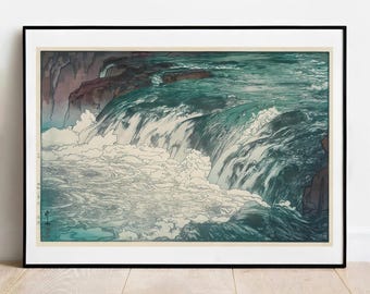 ヒロシ・プリント - 利根川上流の急流　日本美術ポスター