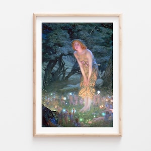 Hughes Midsummer Eve wystrój domu galeria ścienna sztuka klasyczny plakat sztuka vintage słynny wydruk wróżki sztuka wiktoriańska