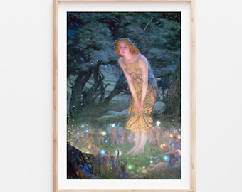 Hughes Midsummer Eve home decor gallery wall art classic poster vintage art famous fairy print Victorian art