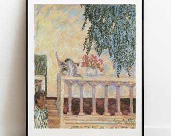 Gatos Bonnard em uma balaustrada: pôster de gato vintage