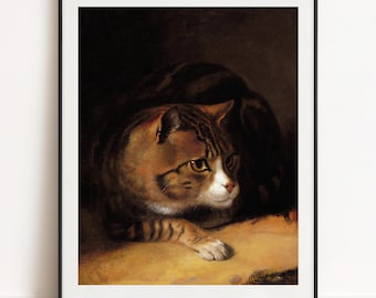 Abraham Cooper Print, A Tabby Cat 1817, Vintage Animal Wall Art Poster