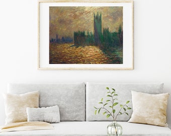 Monet Parliament Reflections on the Thames gallery wall art print vintage poster art famous artist print home decor