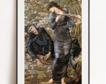 Edward Burne-Jones Print, The Beguiling of Merlin, Wall Art Poster