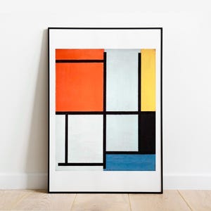 Composición de Mondrian, 1921, arte moderno, decoración del hogar, galería, arte de pared, póster clásico, arte vintage, impresión de artista famoso