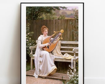 エドマンド・ブレア・レイトン作「コン・アモーレ」のアートプリント：ラファエル前派の古典絵画