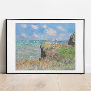 Monet Cliff Walk a Pourville Stampa artistica: decorazione murale impressionista vintage