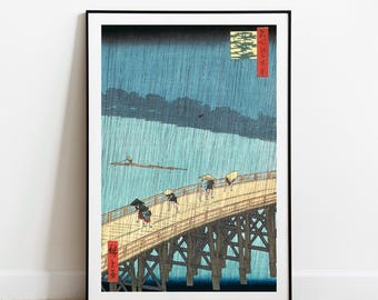 ジャポネズリー：雨の中の橋（広重に倣って） - フィンセント・ファン