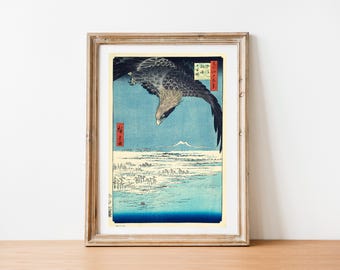 広重版画「鷲の版画：深川洲崎」ヴィンテージ日本美術ポスター - Etsy 日本