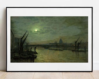 Grimshaw The Thames and Southwark Bridge - Vintage London Art Poster