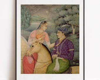Lámina de Mark Briscoe - Pareja india a caballo, póster de arte para pared.