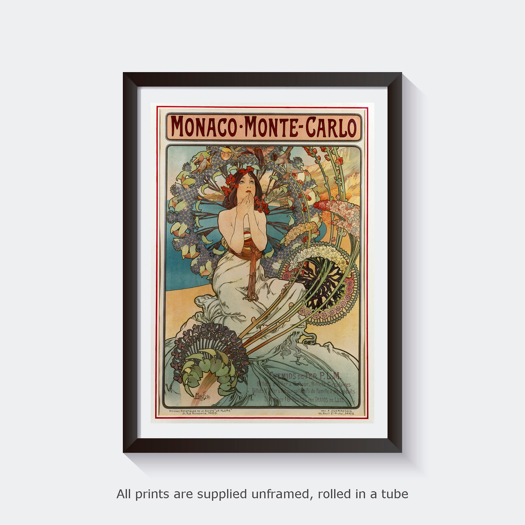 ミュシャ MONACO MONTE CARLO アートプリント 絵 絵画 額 金 複製画 額付き：ミュシャ・「モナコ・モンテカルロ」 : グーピル
