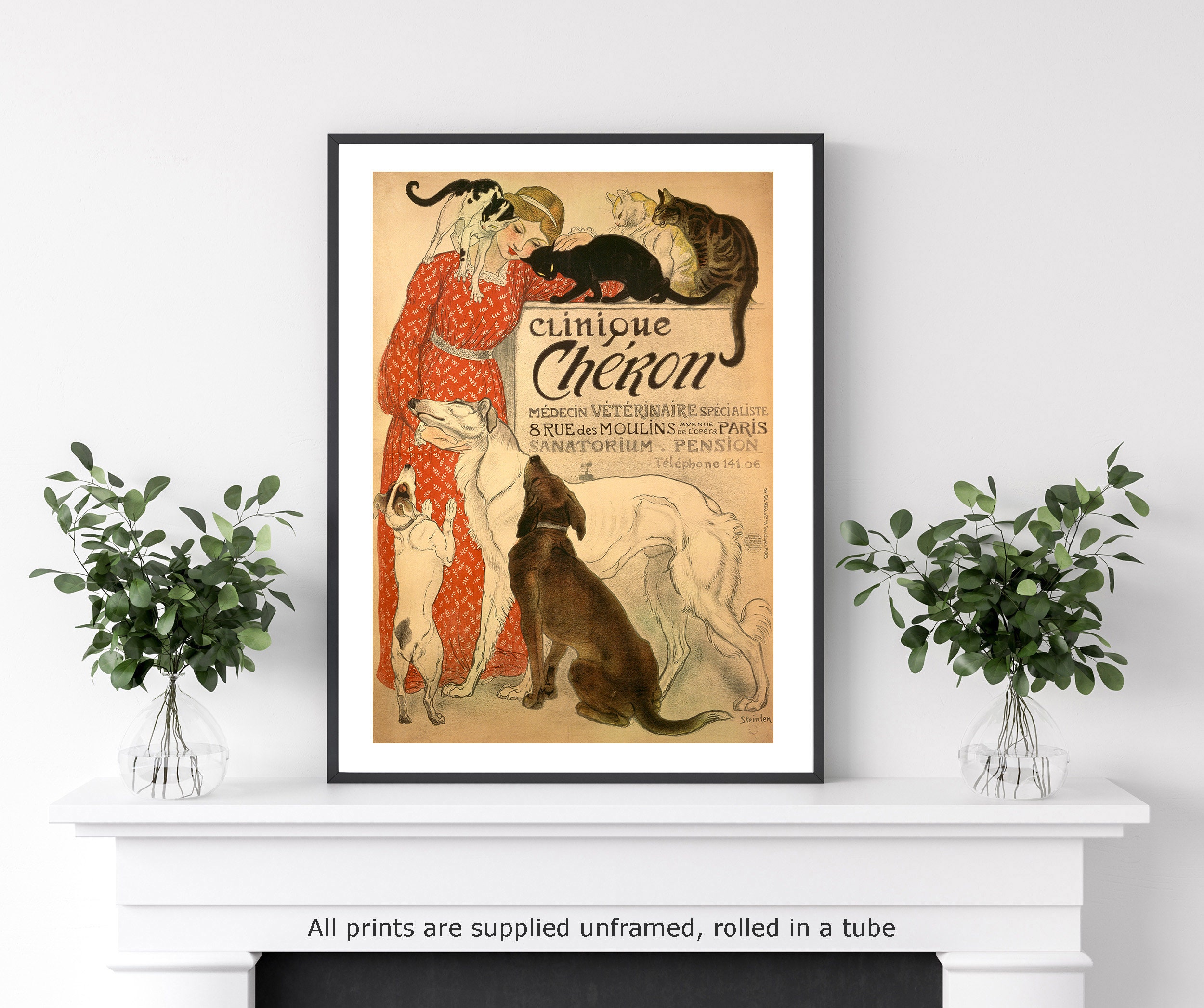 シェロン動物病院 Steinlen（テオフィル  スタンラン）アートポスター シェロン動物病院（テオフィル アレクサンドル スタンラン