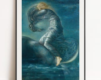 Edward Burne-Jones Print - Luna 1872, Pre-Raphaelite Wall Art Poster