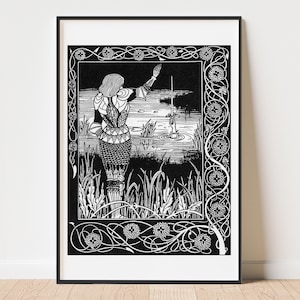 Beardsley Sir Bedivere Throws Excalibur into the Lake gallery wall art print art famous artist print