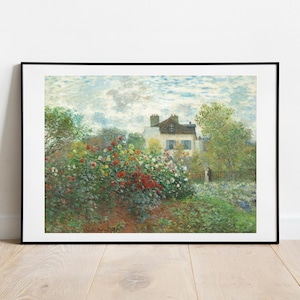 Monet A Corner of the Artist&#39;s Garden with Dahlias gallery wall art print vintage poster art famous artist print