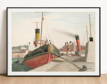 John Nash Print - Bristol Docks, Modern British Wall Art Poster