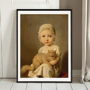 Boilly Gabriel Arnault as a Child with cat gallery wall art print vintage poster art famous artist print home decor