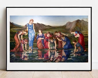 バーン＝ジョーンズ作「ヴィーナスの鏡」 - ヴィンテージ・ラファエル前派の壁掛けアート