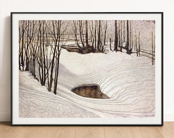 Bror Lindh Print, Forest in Winter 1905, Swedish Winter Landscape, Wall Art Poster