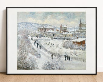Claude Monet Print, Snow Effect at Argenteuil, French Impressionist Poster