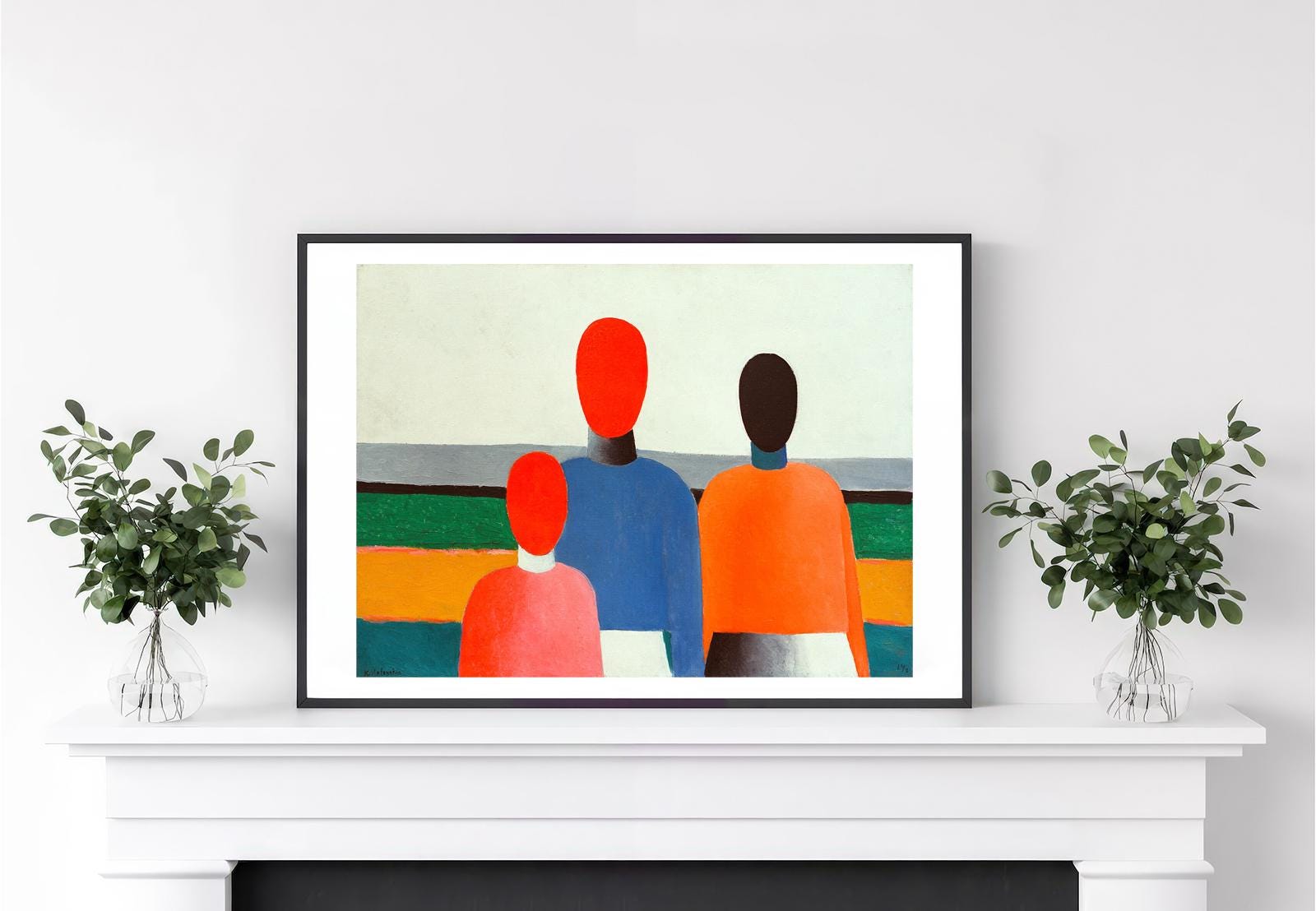 Malevich Three Female Figures Print - Vintage Gallery Wall Art