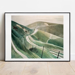 Ravilious Chalk Paths art print home decor gallery wall art classic poster art famous artist print green wall art