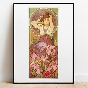 Mucha Amethyst Art Nouveau Poster: Vintage Gallery Wall Print