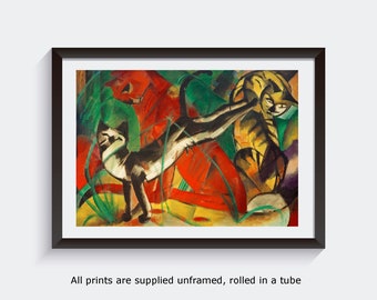 Marc Three Cats gallery wall art classic poster art vintage famous artist print home decor