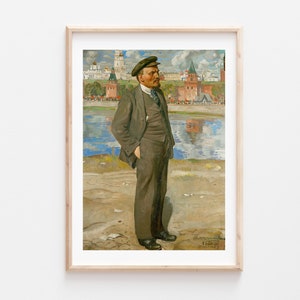 Impresión artística de pared de galería de Brodsky Lenin frente al Kremlin, 1924, póster vintage, arte de artista famoso, impresión para decoración del hogar