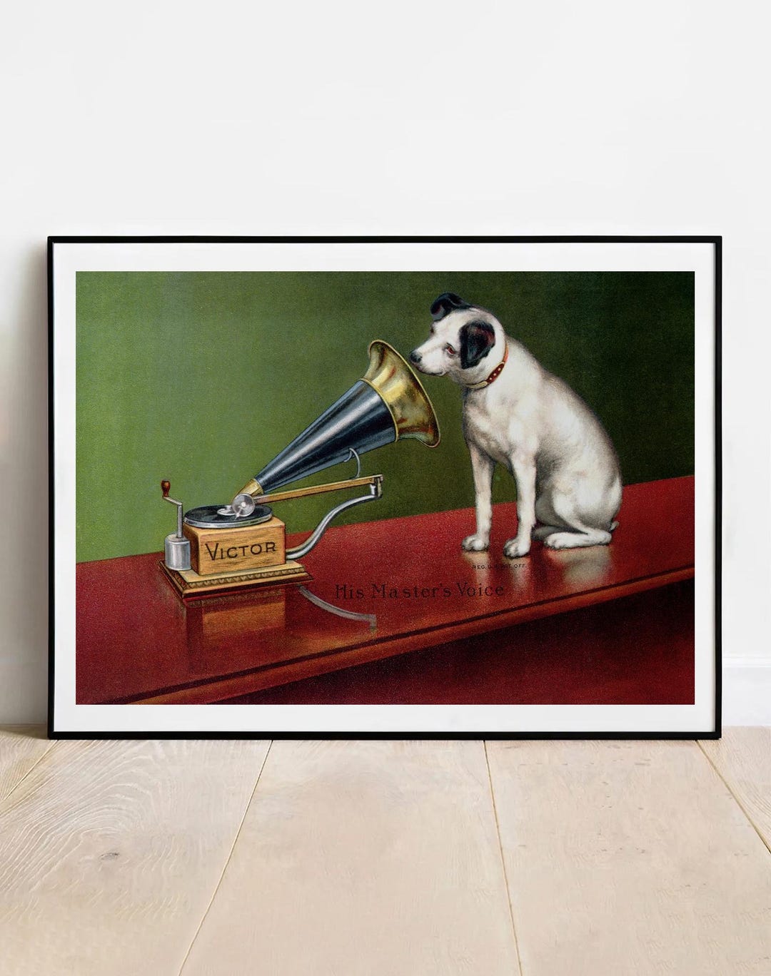 主人の声の犬のアートプリント：ヴィンテージ蓄音機ポスター - Etsy 日本