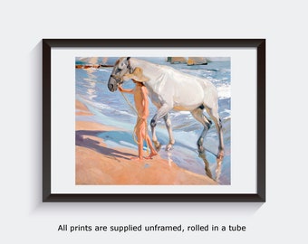 Sorolla The Horse Bath gallery wall art print vintage poster art famous artist print home decor