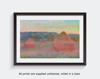 Monet Stacks of Wheat gallery wall art print vintage poster art famous artist print home decor