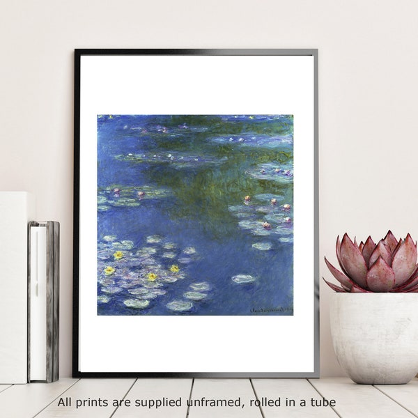 Monet Waterlilies 1908 Galería de bellas artes, arte de pared, póster clásico, arte vintage, impresión de artista famoso