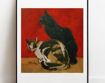 Steinlen Two Cats 1910 Fine Art Print: Vintage Parisian Gallery Wall Art