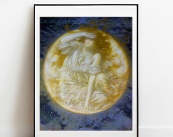 エドワード・ロバート・ヒューズ作「輝く月」のプリント：ヴィンテージギャラリーウォールアート